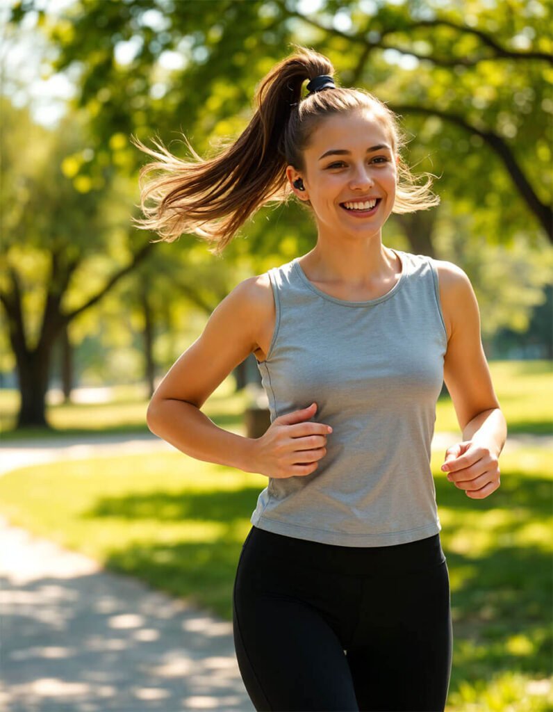 Mujer corriendo en un parque